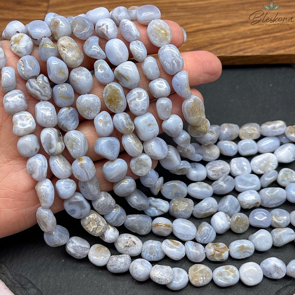 Агат голубой (Сапфирин) галтовка №1 (9-11)*(8-10) мм