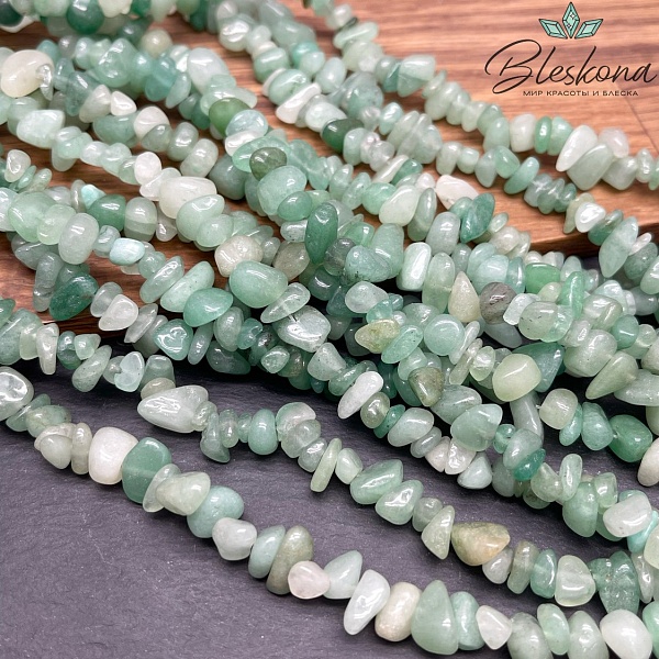 Крошка Авантюрин зеленый ширина бусин ~ 7-9мм