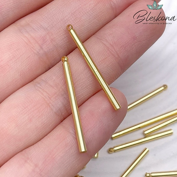 Подвеска палочка круглая, цвет золото 25мм