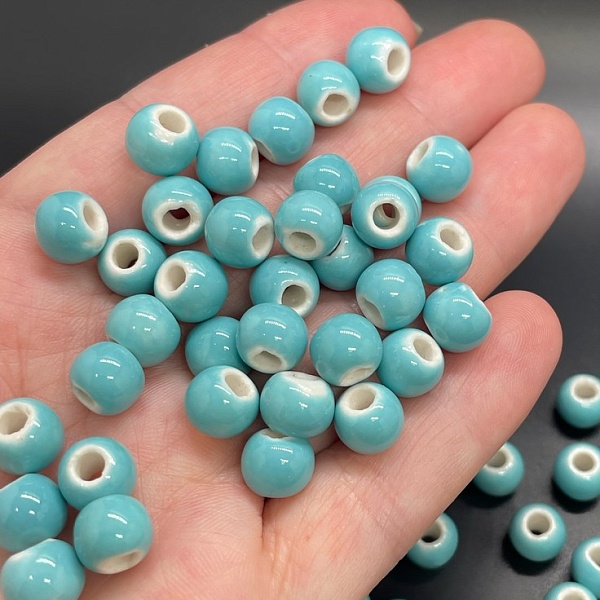 8,5 мм Бусина шар, керамика  цвет бирюзовый
