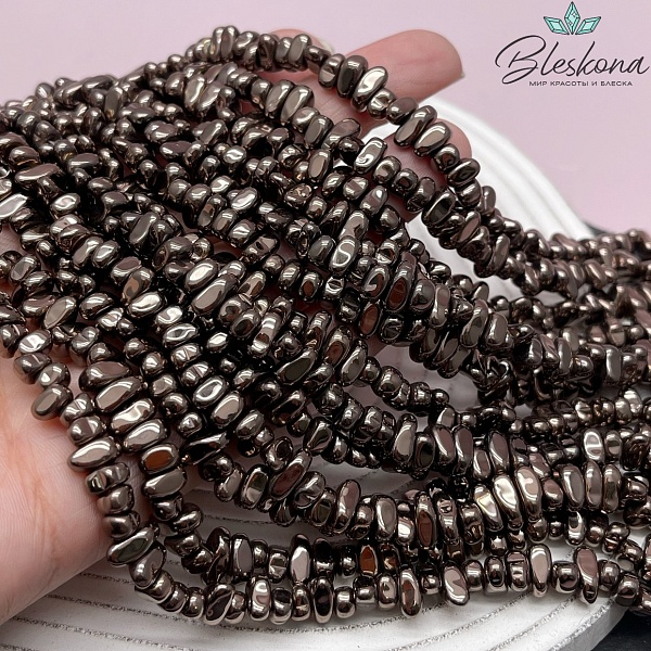 6-9 мм Гематин сколы шлифованные, цвет коричневый №1 (шоколадный), имитация