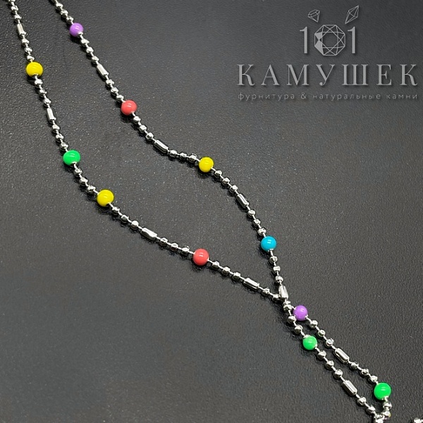 Цепь №161 цвет серебро, шарик 2 мм