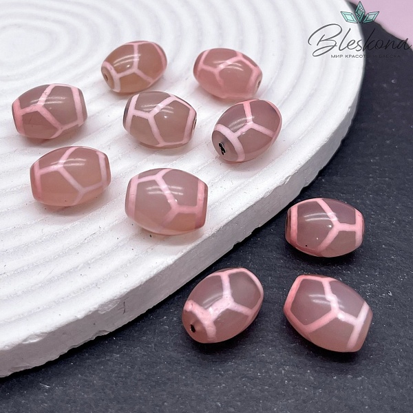 Бусина Дзи Черепаха розовый бочонок 16*12 мм