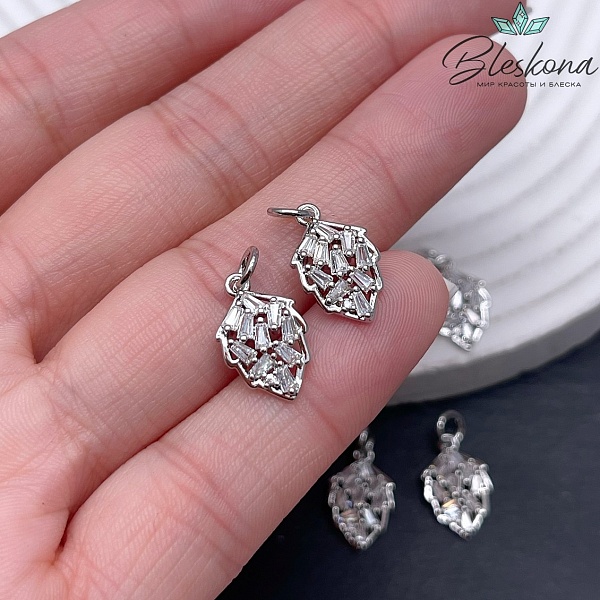 15*9 мм Цвет серебро, Подвеска листик