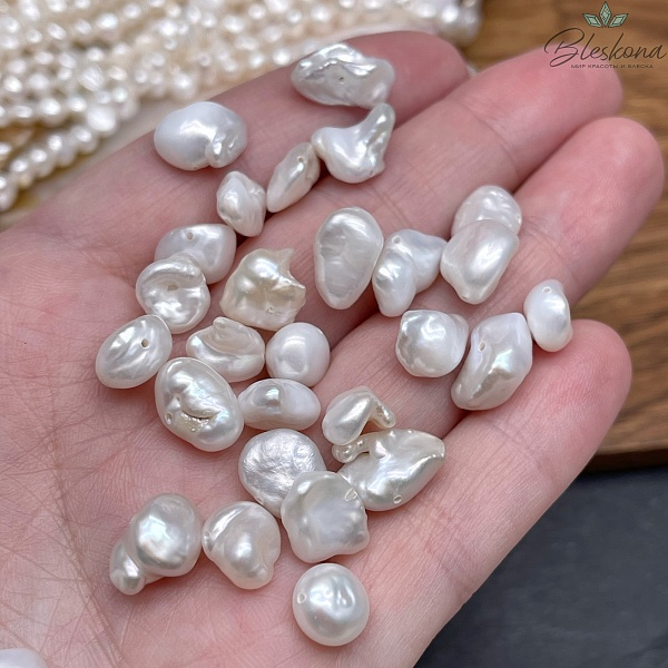 Жемчуг Барокко белый фриформ штучно ~ 8-10 мм 