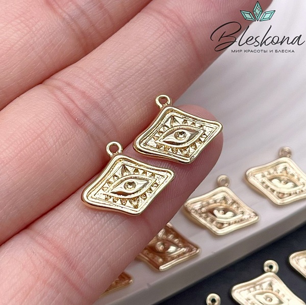 12,5*14,6 мм Цвет золото, Подвеска глаз ромбик