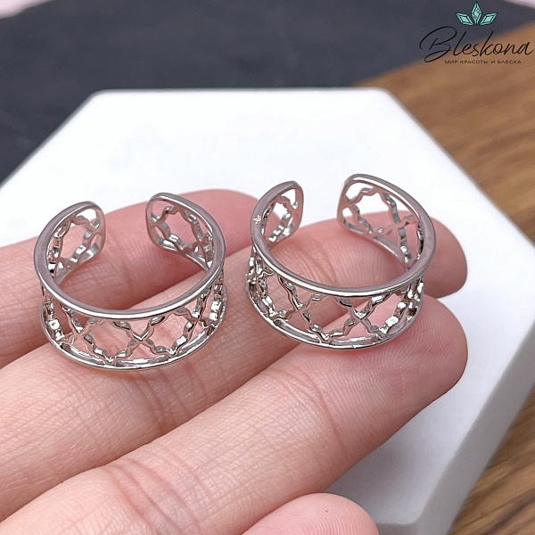 19 мм Цвет серебро, Кольцо безразмерное Этно №1