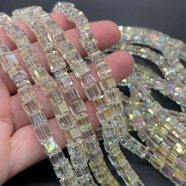 6 мм Стекло Lux, куб огранка, цвет песочный с переливом