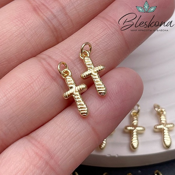 14*7 мм Цвет золото, Подвеска Крест полосы
