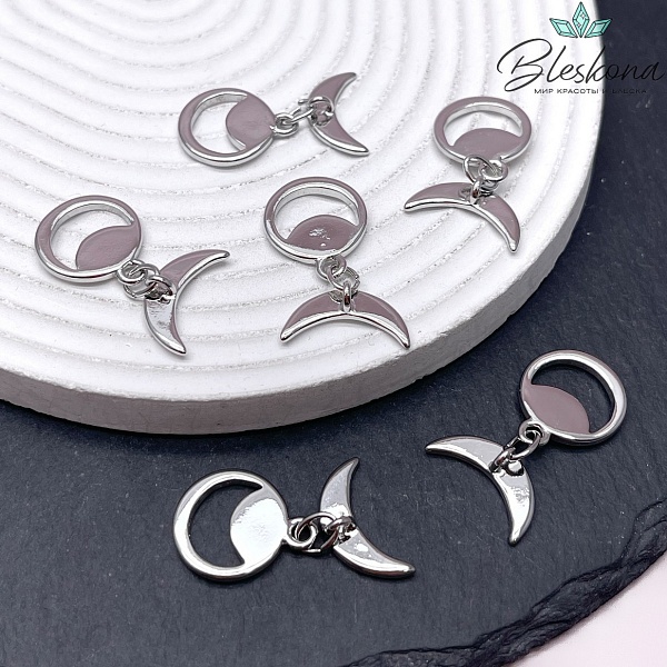 19,6*15,6 мм Цвет серебро, Замок Тогл полумесяц