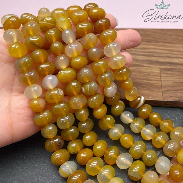 Агат желтый галтовка 9*13 мм