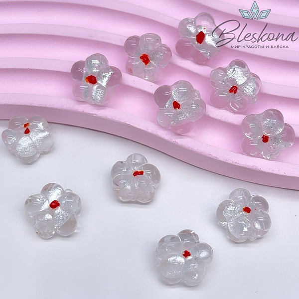 14,5 мм Бусина цветок прозрачный серебро