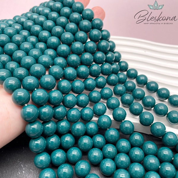 Жемчуг Майорка цвет темно- бирюзовый 10 мм