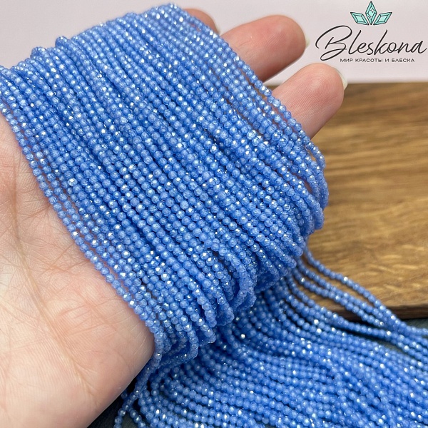 Циркон Glow васильковый огранка 2 мм (кубический цирконий, фианит) 