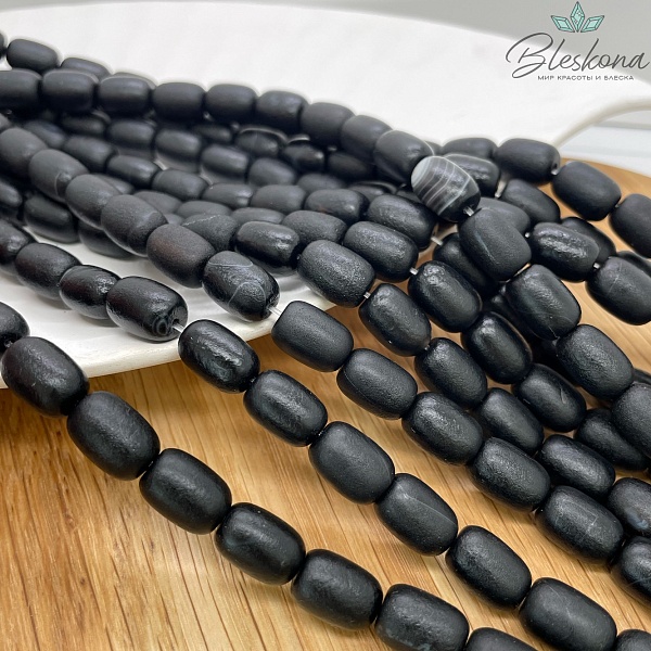 Агат черный бочата в термической обработке 14*10 мм