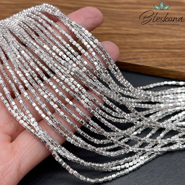 2 мм Гематин, цвет светлое серебро, шестигранник имитация 