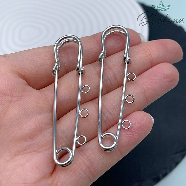 6 см, Цвет серебро, Основа булавка 3 кольца