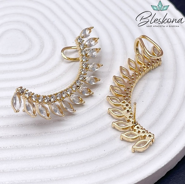 55*9,5 мм Цвет золото, Кафф цирконы