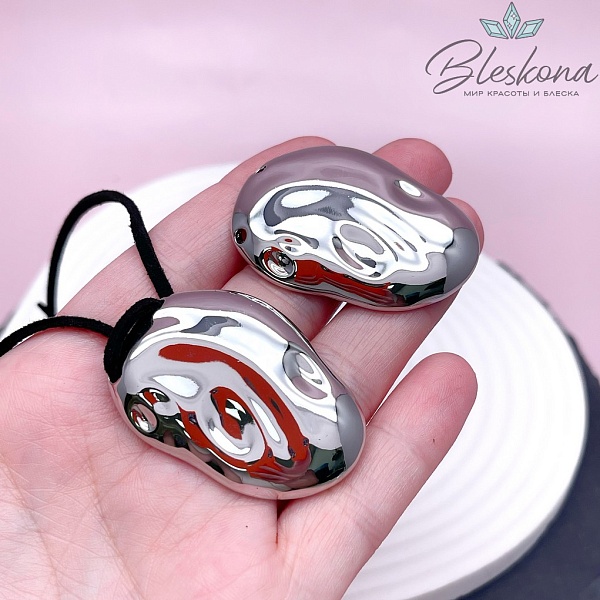 44,5*31,5 мм Цвет серебро, Подвеска-бусина фриформ объемное крупное 