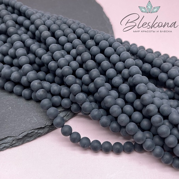 Агат черный матовый 6 мм 