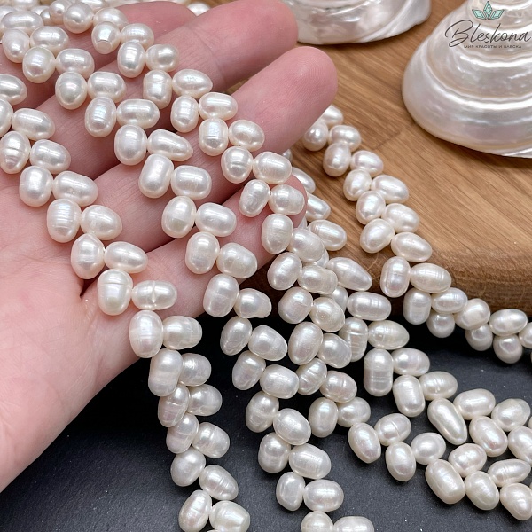 Жемчуг рис белый косичка 8 мм 