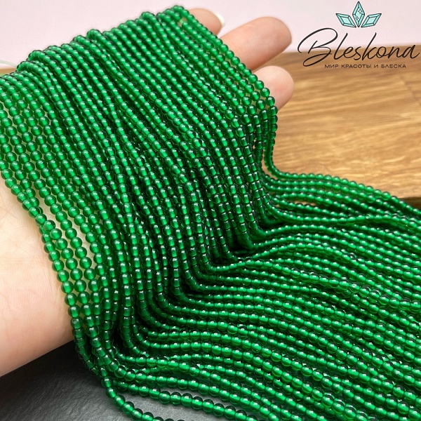 3 мм Бусины стекло зеленое 