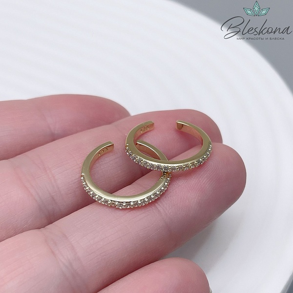 17мм, Цвет золото, Кольцо тонкое безразмерное цирконы Люкс 