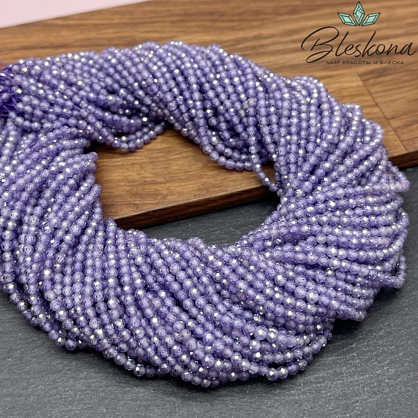 Циркон огранка сиреневый 3 мм (кубический цирконий, фианит) 