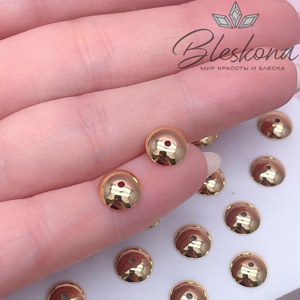 8 мм Цвет золото, Шапочка гладкая №0002