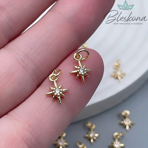9,7*7 мм Цвет золото, Подвеска Северная звезда мини циркон 