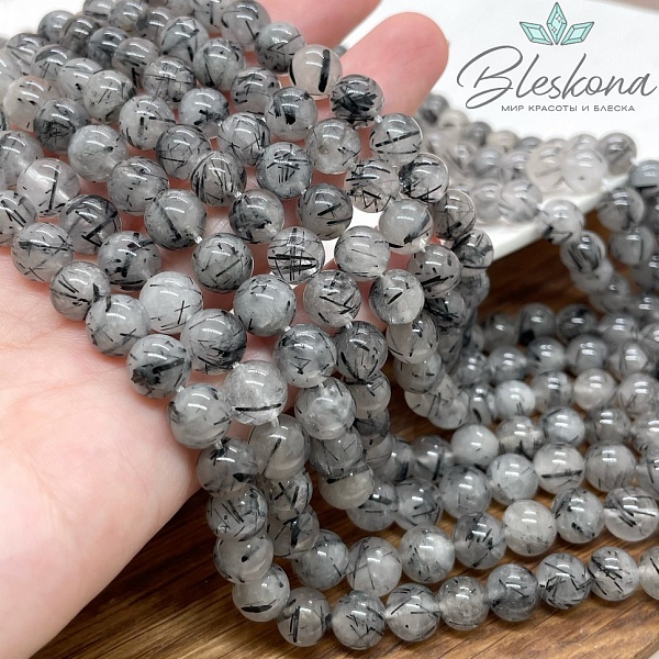 Кварц Рутиловый Турмалиновый №5 8 мм