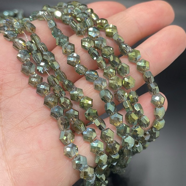 5*6 мм Стекло Lux, шестиугольник, цвет темно- зеленый