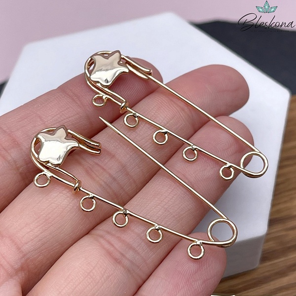 4,5 см Цвет золото, Основа булавка 5 колец тюльпан Этно