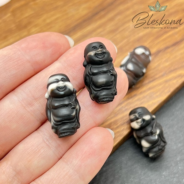 24*13 мм Резная бусина Улыбающийся  Будда (Хотей) из Агата