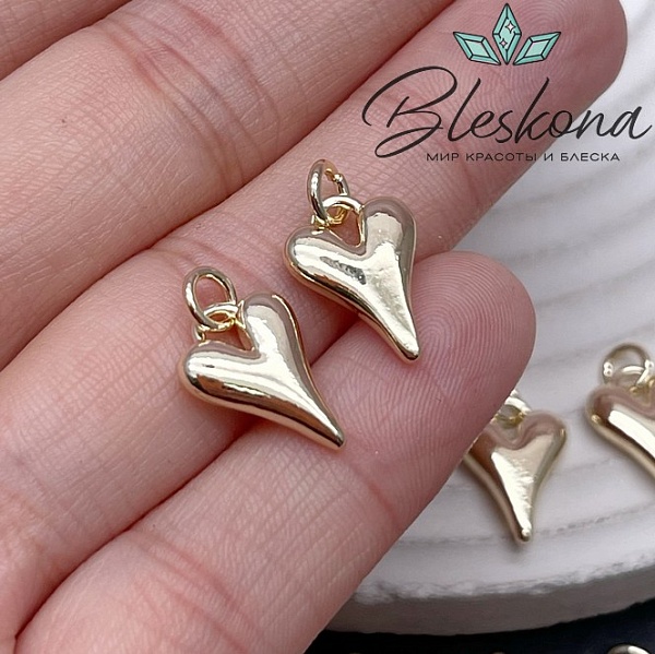 16*12 мм Цвет золото, Подвеска сердце объемное