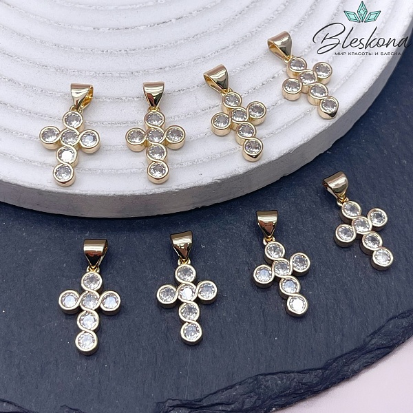 16,5*11 мм Цвет золото, Крест цирконы 