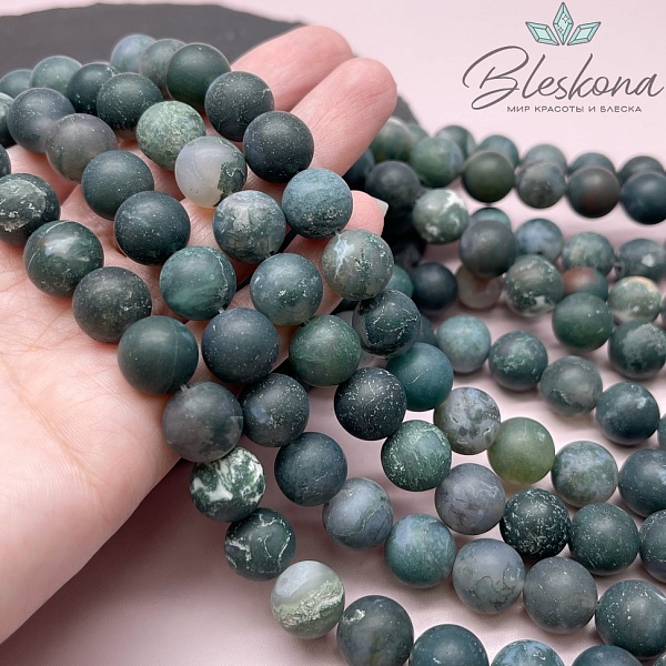 Агат моховой матовый 12 мм