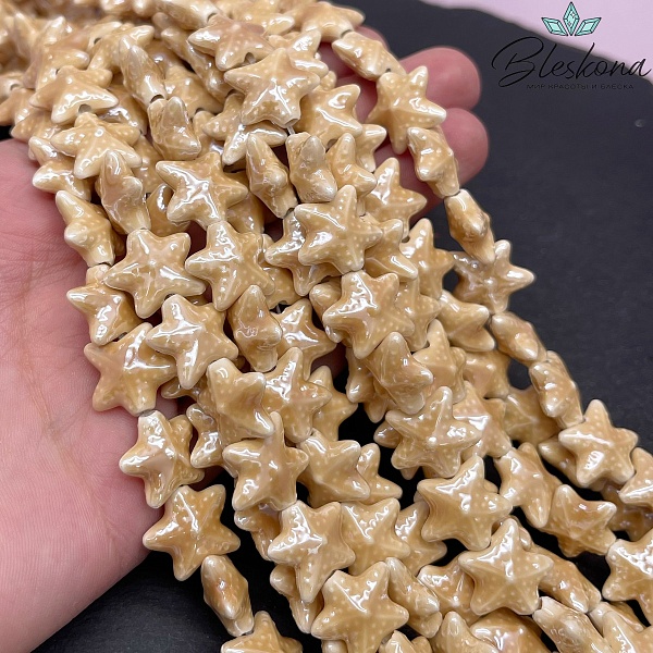 13,5*15,5 мм Бусина морская звезда , керамика цвет светло-коричневый