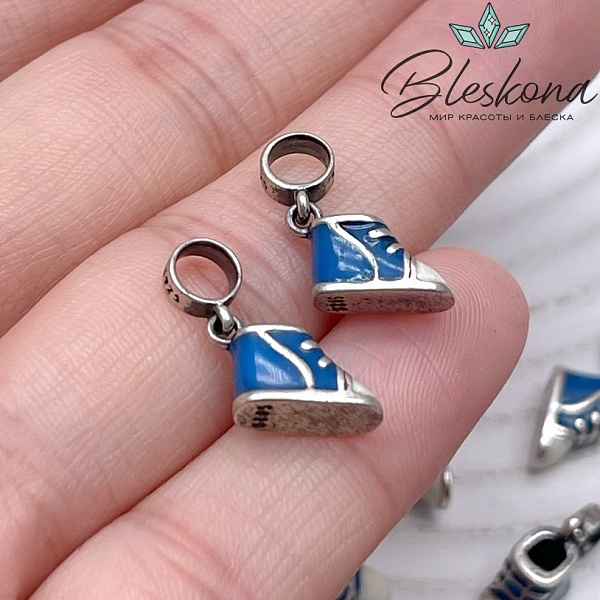 10*5мм Подвеска мельхиор Кеды с бейлом эмаль
