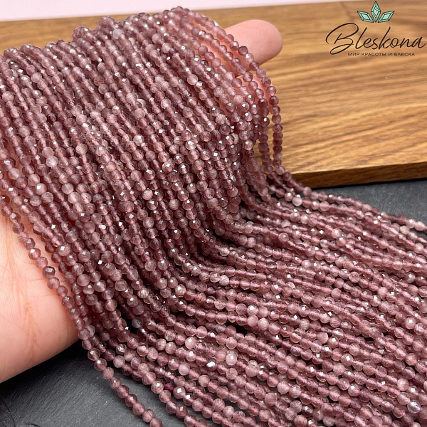 Кошачий глаз темно-лиловый микроогранка (имитация) 3 мм