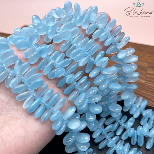 7,5*13,5 мм Стекло Lux, капля, цвет голубой 