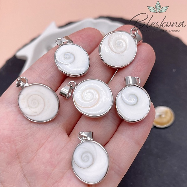 Подвеска Овал из ракушки, Цвет серебро (23-29)*(16-20) мм