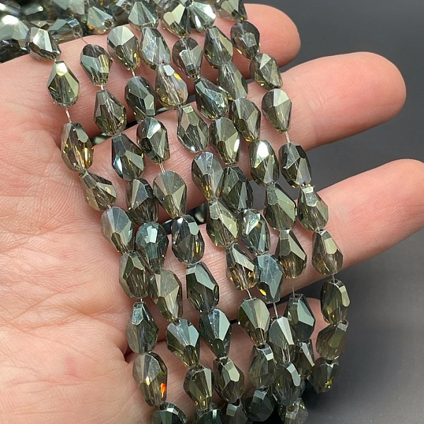 6*8 мм Стекло Lux, ракушка, цвет темно- зеленый