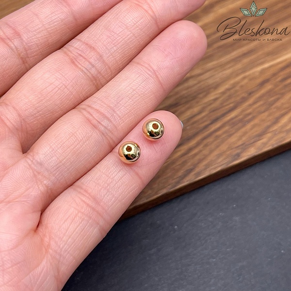 6 мм Цвет золото, Бусина гладкая уп. 10 шт. 