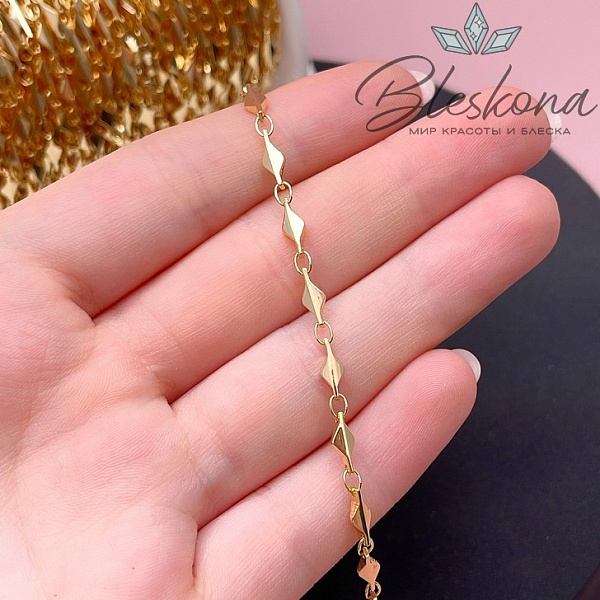 Цепь №117-2-1 цвет золото 9*3,5 мм 