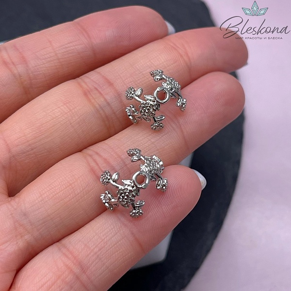 12*15 мм,цвет серебро, Шапочка цветы  