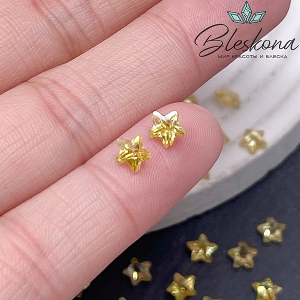 5 мм, Подвеска Циркон звезда темно-желтая (кубический цирконий, фианит) 