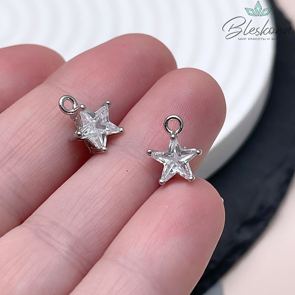 10,5*8,4 мм Цвет серебро, Подвеска Звезда большой циркон
