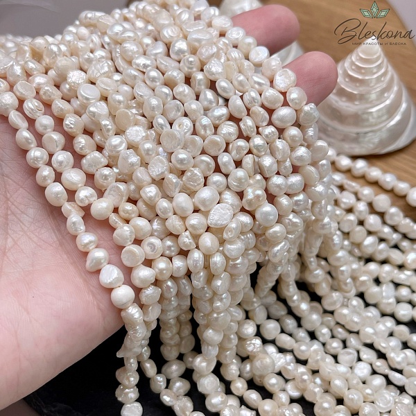 Жемчуг барочный белый 6-6,5 мм 