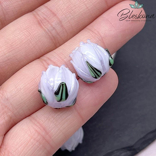 14 мм Бусина бутон голубой